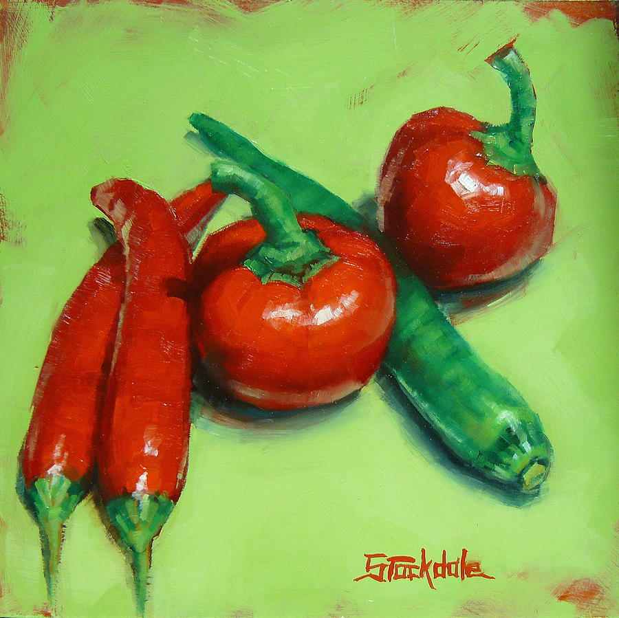 Red Hot Chilli Peppers Painting by Margaret Stockdale