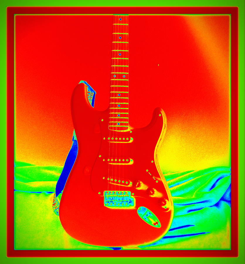 Music Photograph - Red hot Fender Guitar by Danny Jones