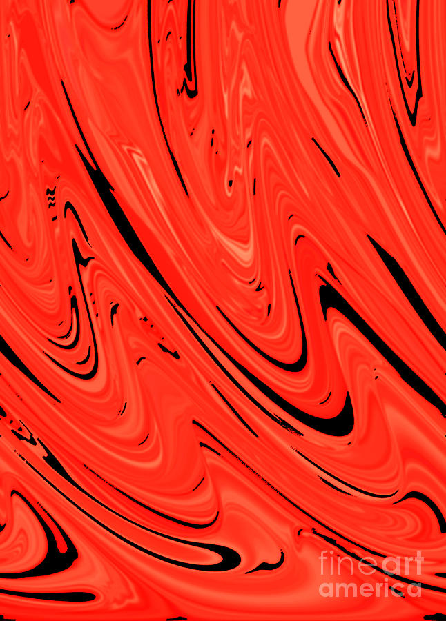 Red Digital Art - Red Hot Lava Flowing Down by Minding My  Visions by Adri and Ray