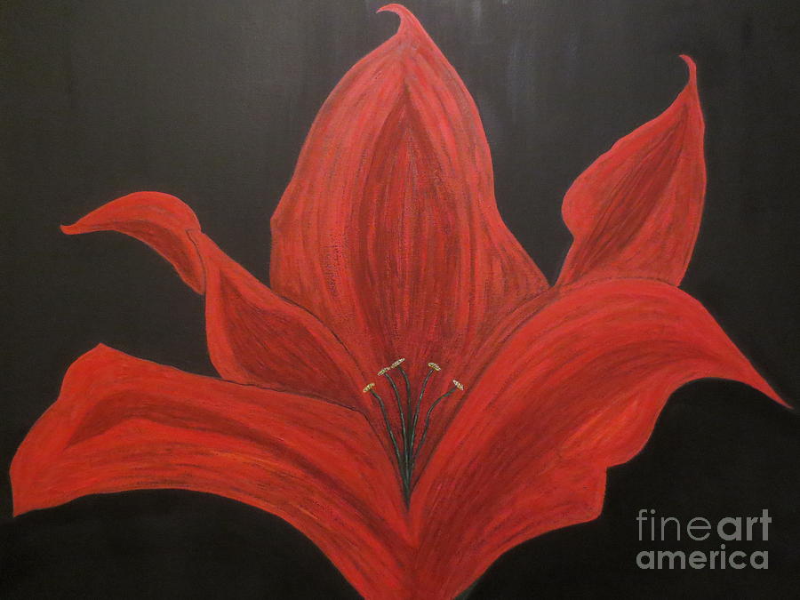 Red Hot Lily Mezzaluna Party Room Painting By Sandra Spincola Fine
