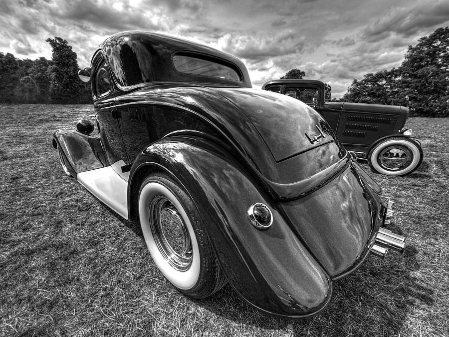 Red Hot Rod In Black And White by Gill Billington