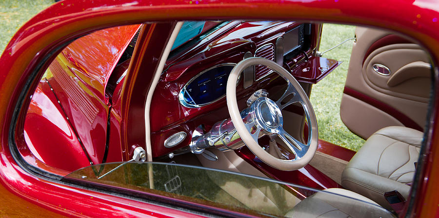 Red hot rod interior Photograph by Mick Flynn