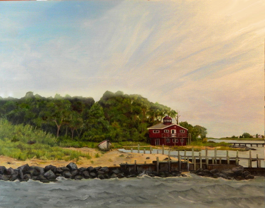 Red House on Tangier Island Painting by Sandra Nardone