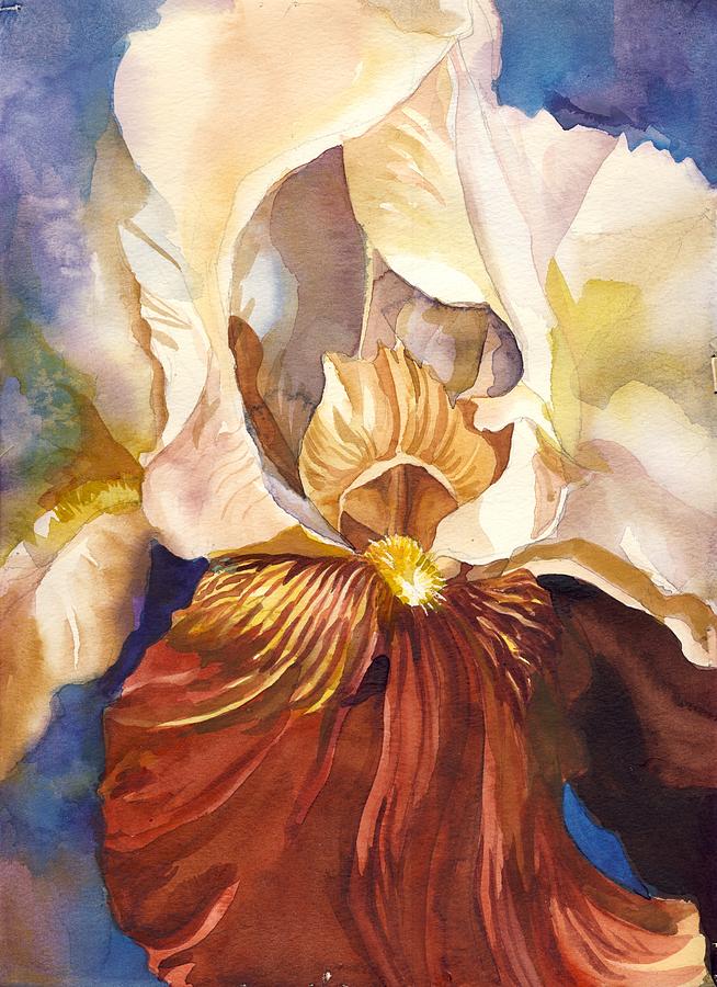 Red Iris With Blue Painting by Alfred Ng