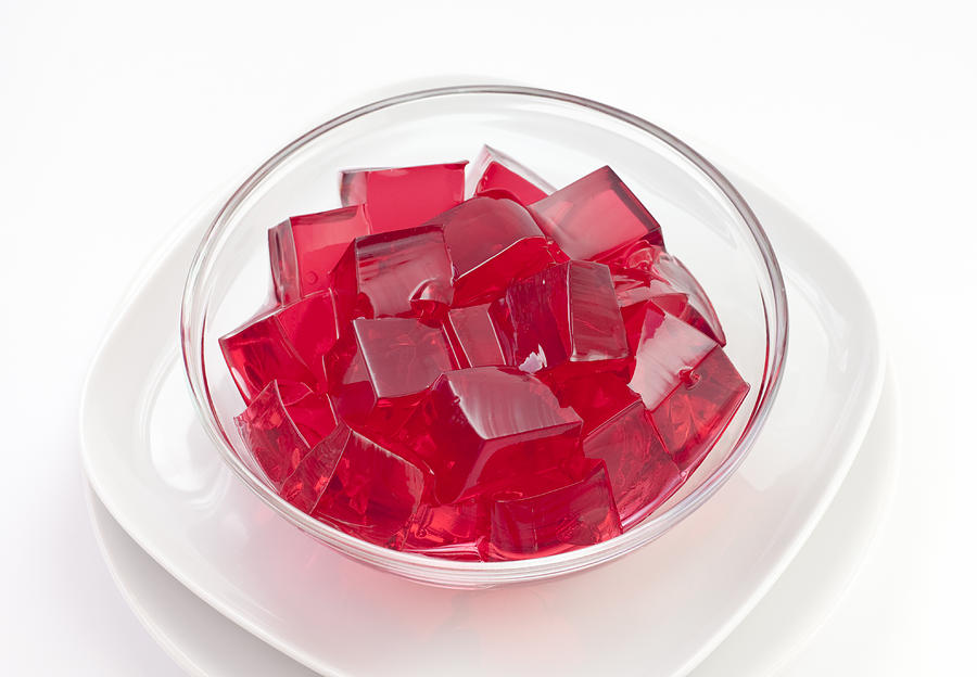 Red jelly in a glass bowl Photograph by Instamatics