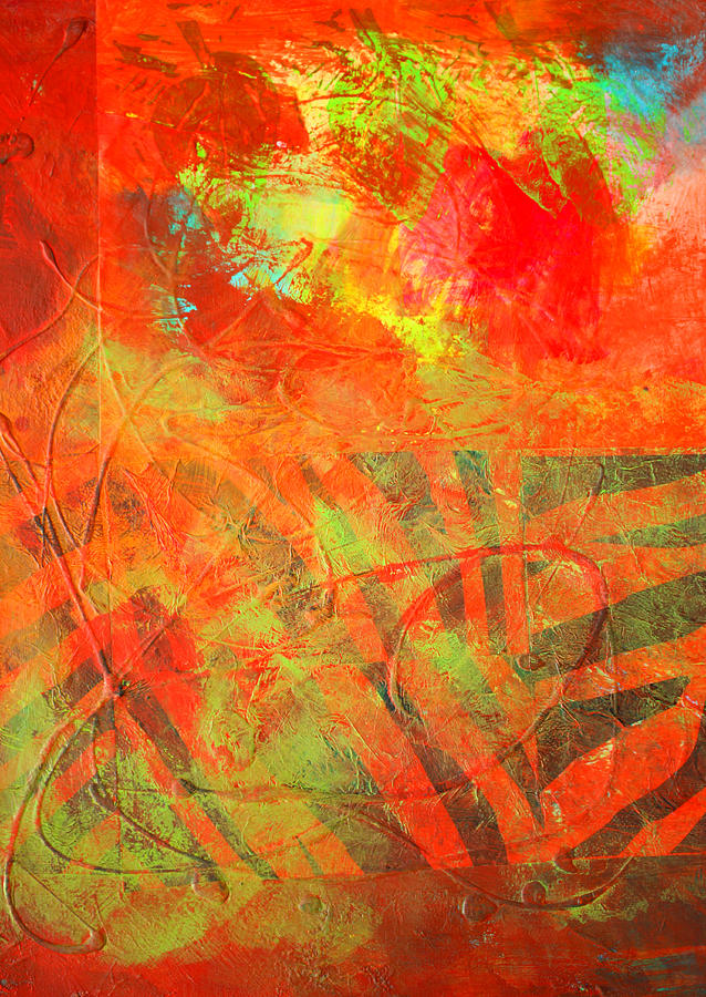 Red Jungle Abstract Mixed Media by Nancy Merkle
