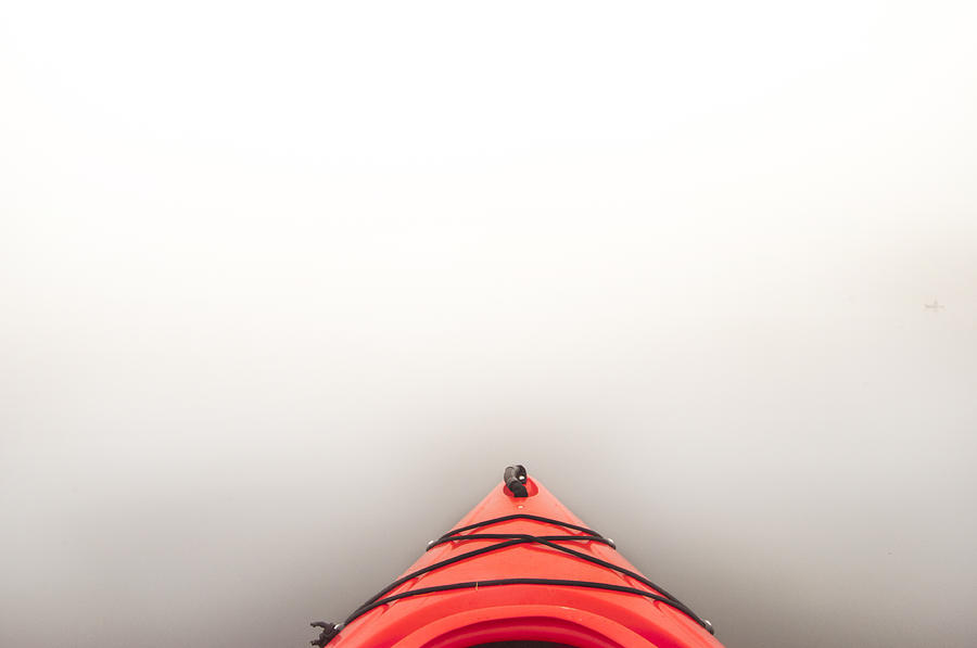 Red Kayak in Fog Photograph by Donna Doherty