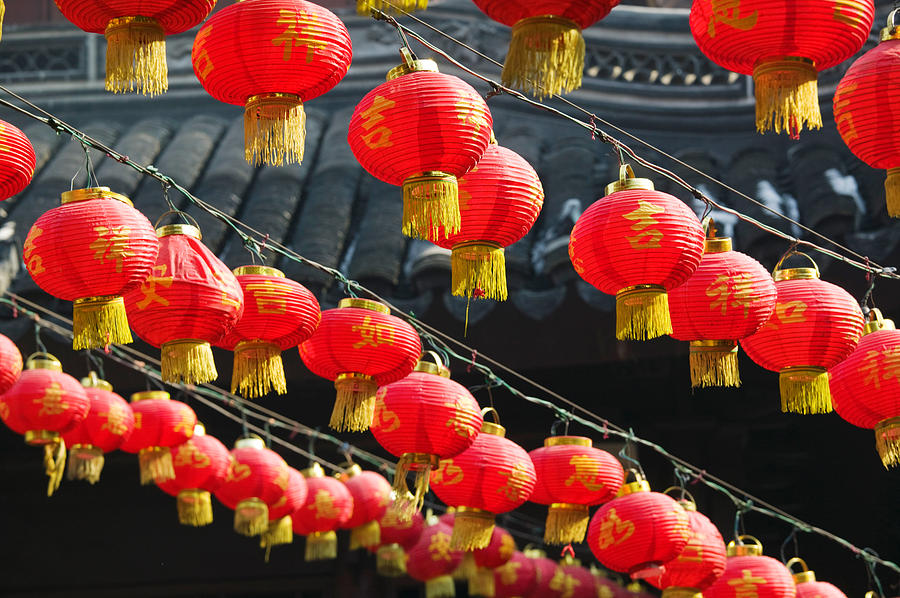 Red Lanterns At A Temple, Jade Buddha Photograph by Panoramic Images ...