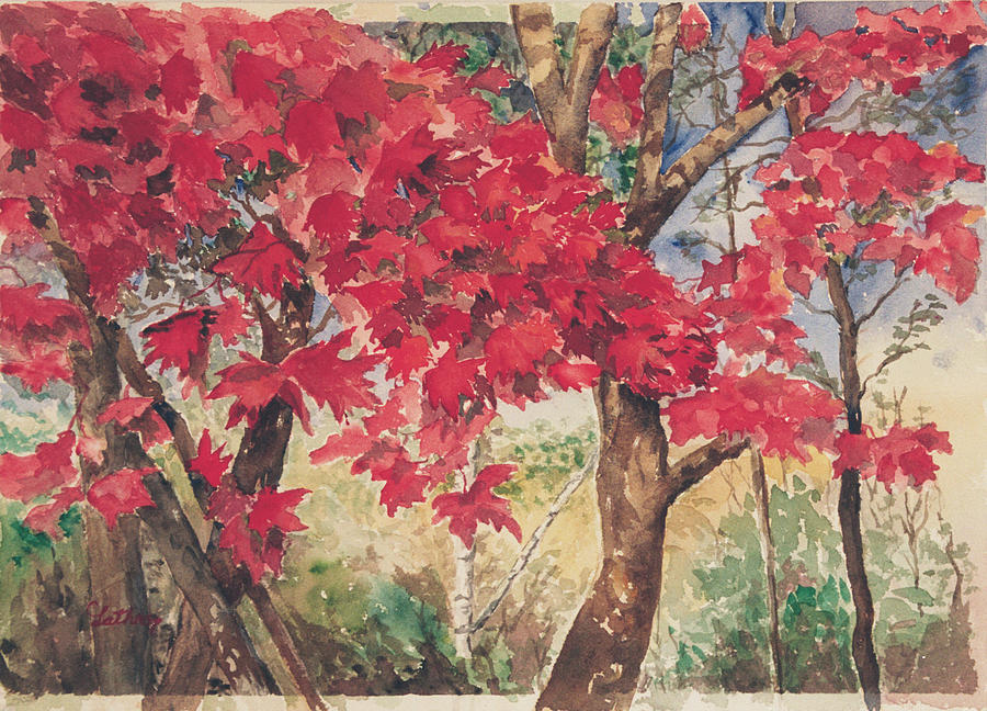 Red Leaves Painting by Christine Lathrop