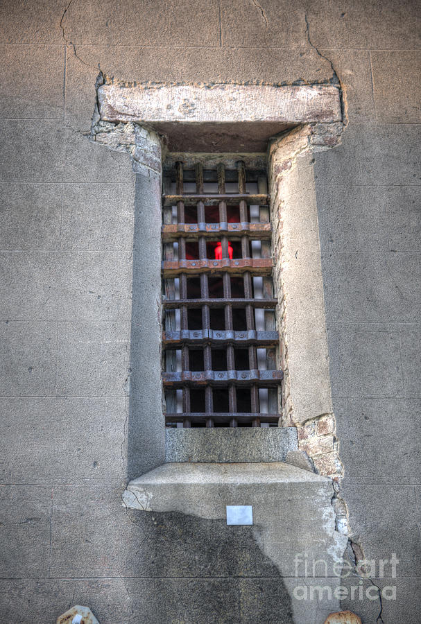 Red Light Jail Window Photograph