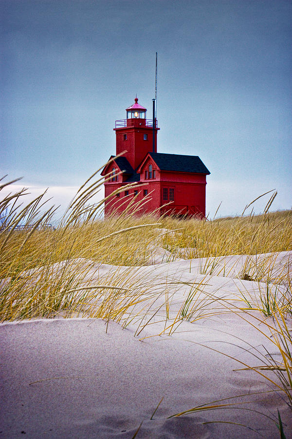 Red Lighthouse by Holland Michigan known as Big Red Photograph by Randall Nyhof