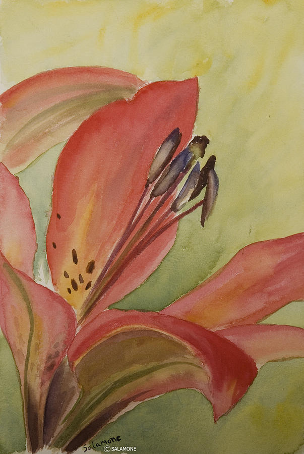 Red Lily Painting by Brenda Salamone