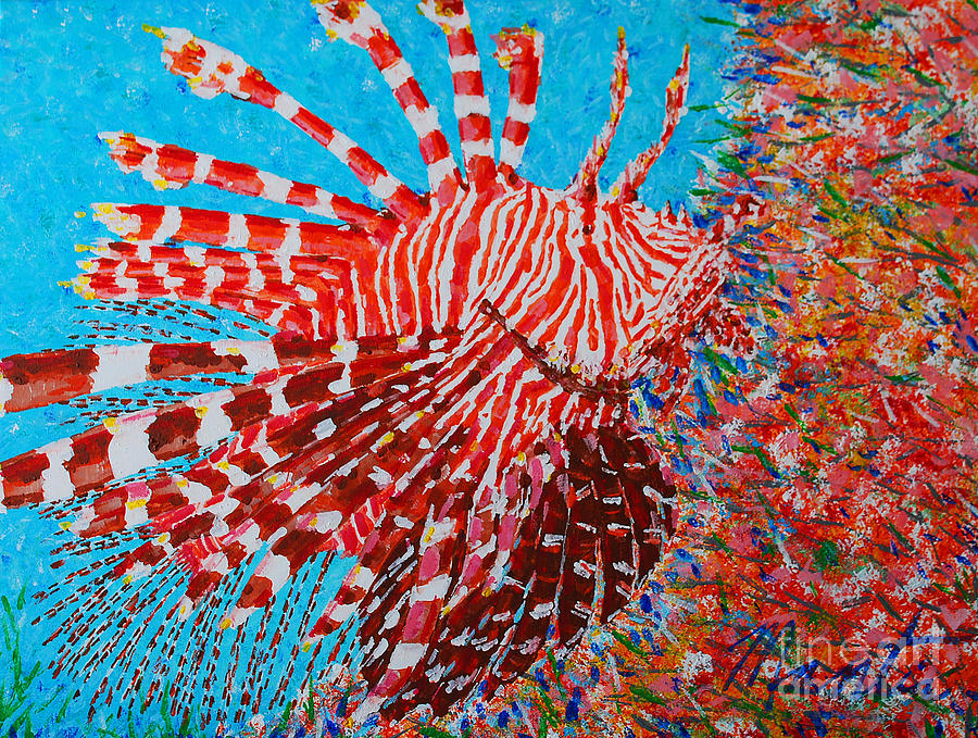 Red Lionfish Painting by Art Mantia