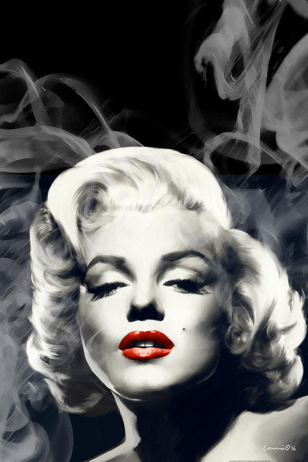 Marilyn Monroe Painting - Red Lips Marilyn In Smoke by Chris Consani