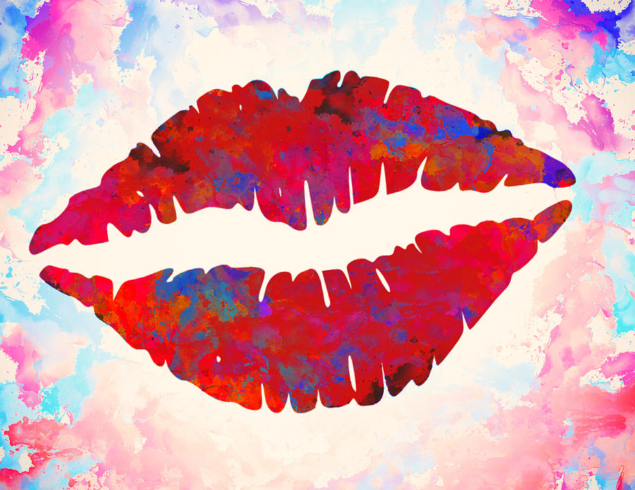 Red Lips Watercolor painting Painting by Georgeta Blanaru