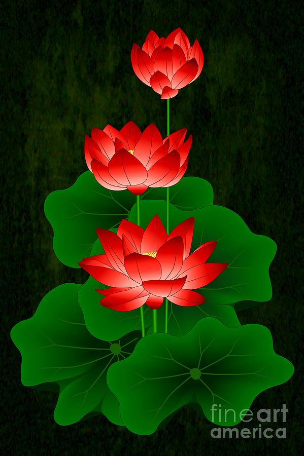 Nature Digital Art - Red Lotus by Maurisca Sardju
