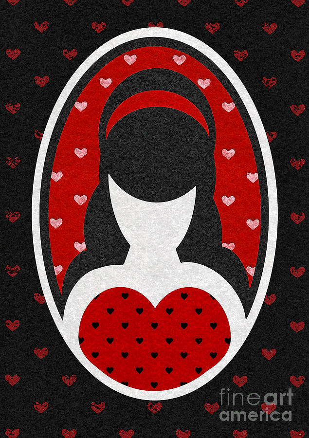 Red Love Heart Girl Digital Art