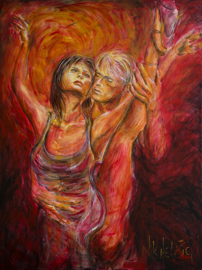 Lovers Painting - Red Lovers by Nik Helbig