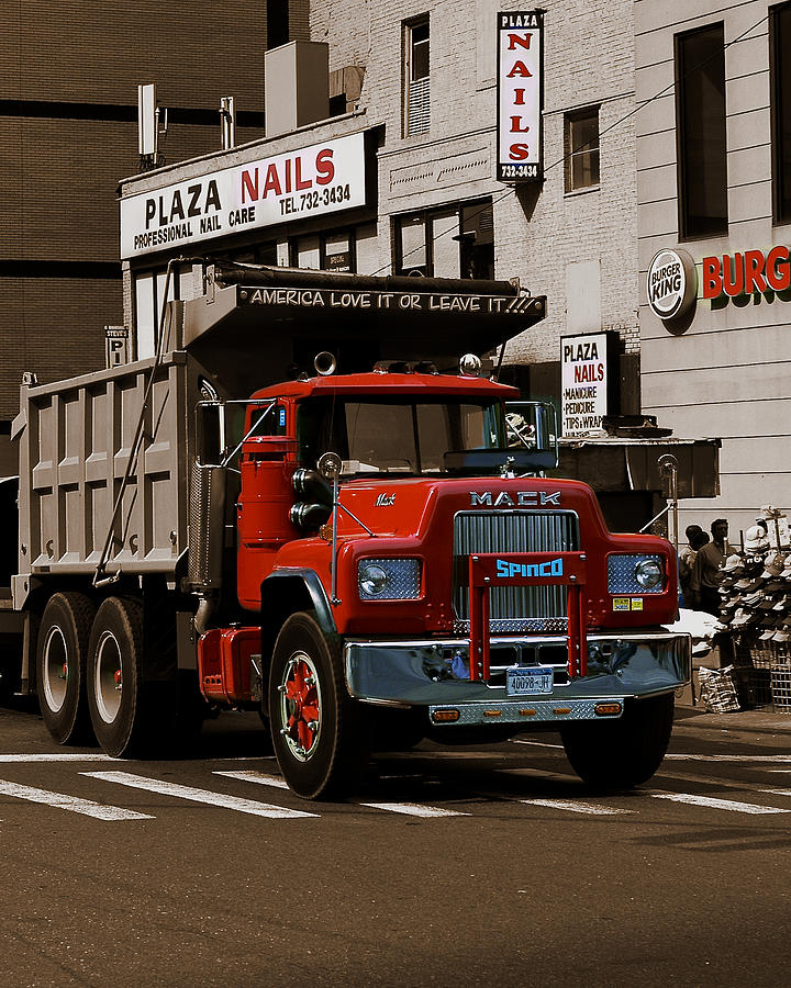  Red Mack Truck  In New York Photograph by John Colley