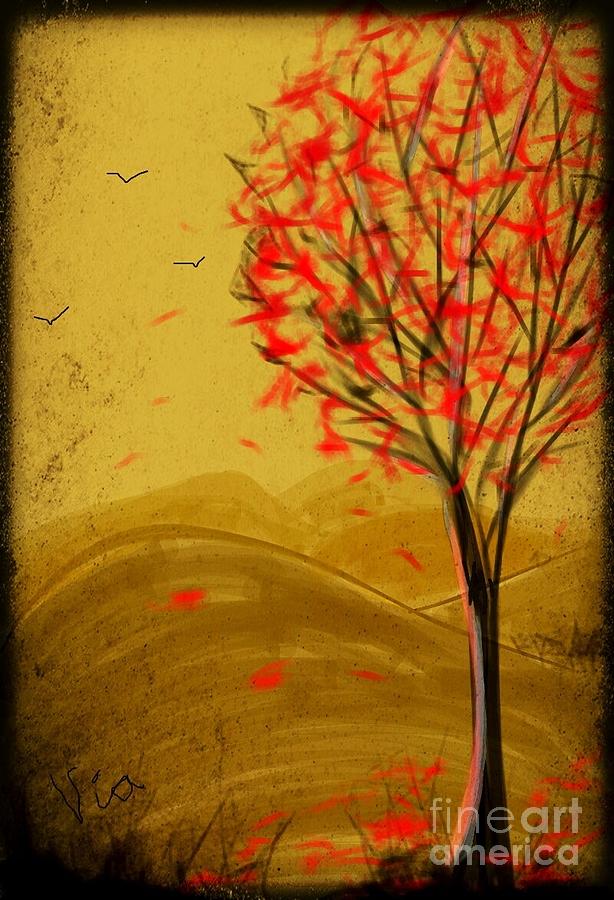 Red Maple  Painting by Judy Via-Wolff