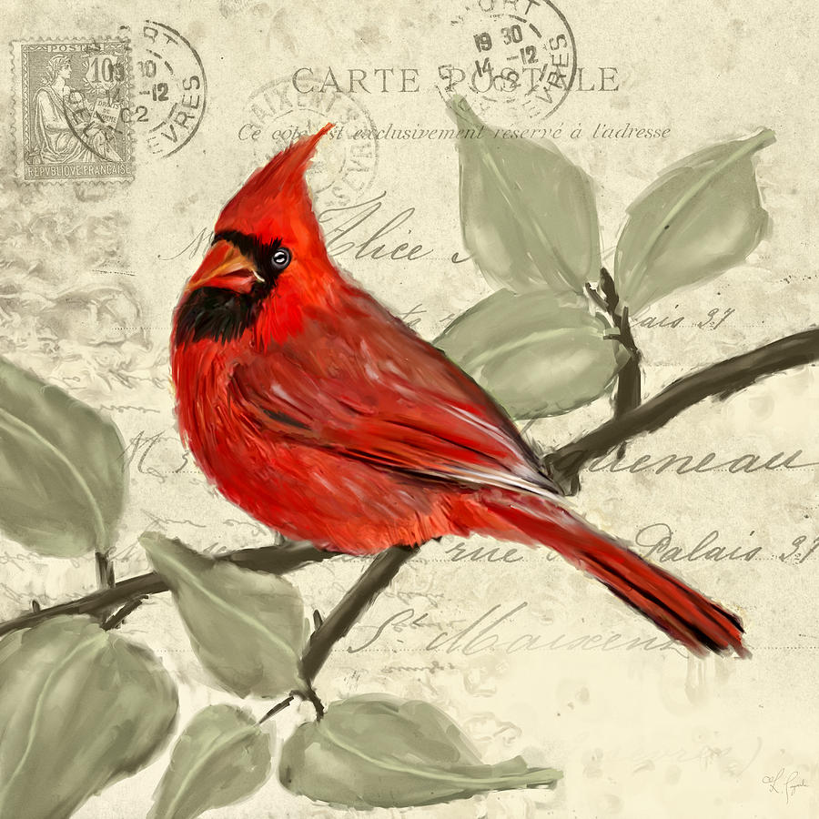 Cardinal Painting - Red Melody by Lourry Legarde