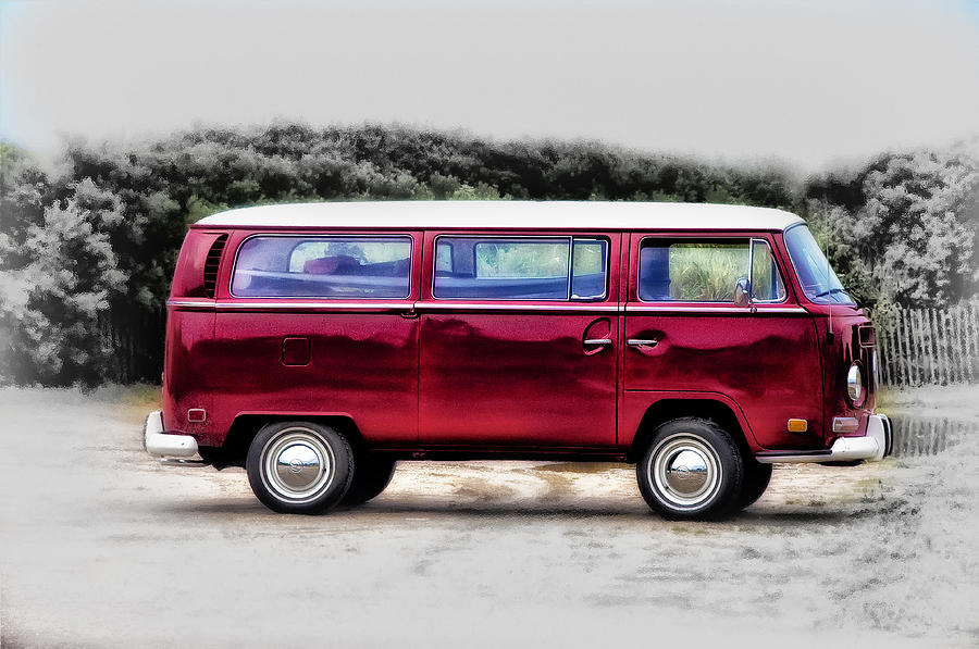 Beach Photograph - Red Microbus by Bill Cannon