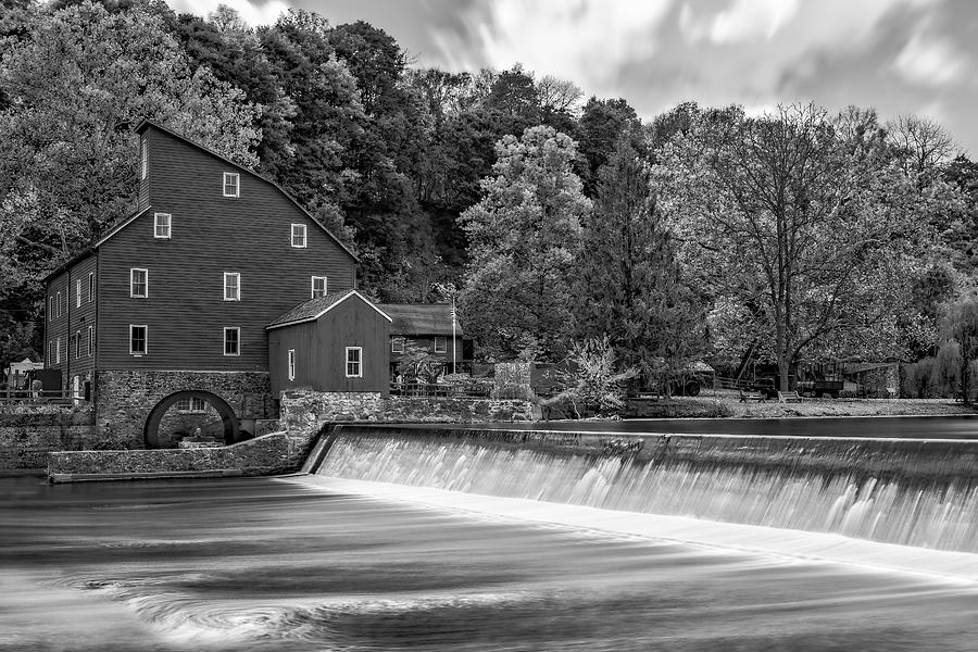 Red Mill At Clinton BW Photograph by Susan Candelario