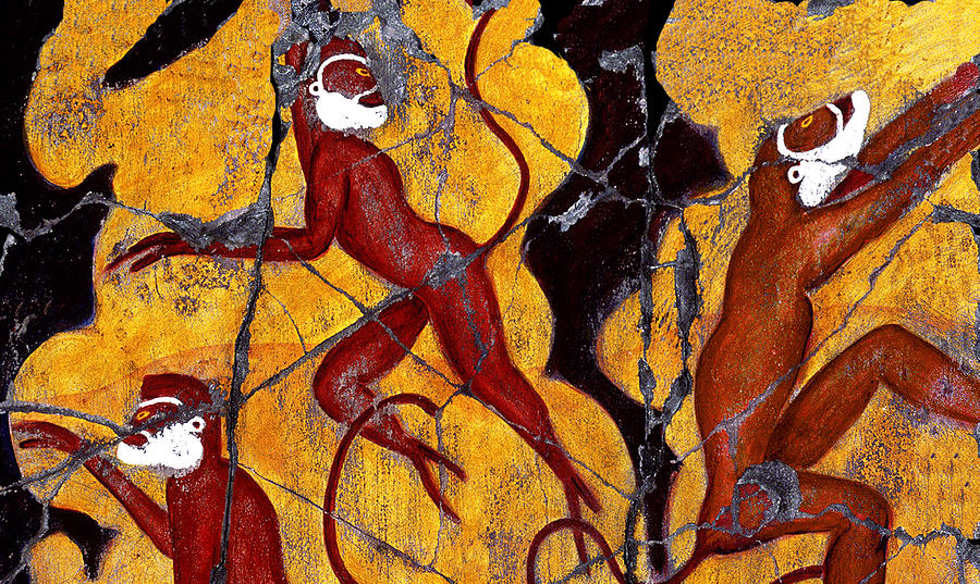 Greek Painting - Red Monkeys No. 3 - Study No. 2 by Steve Bogdanoff