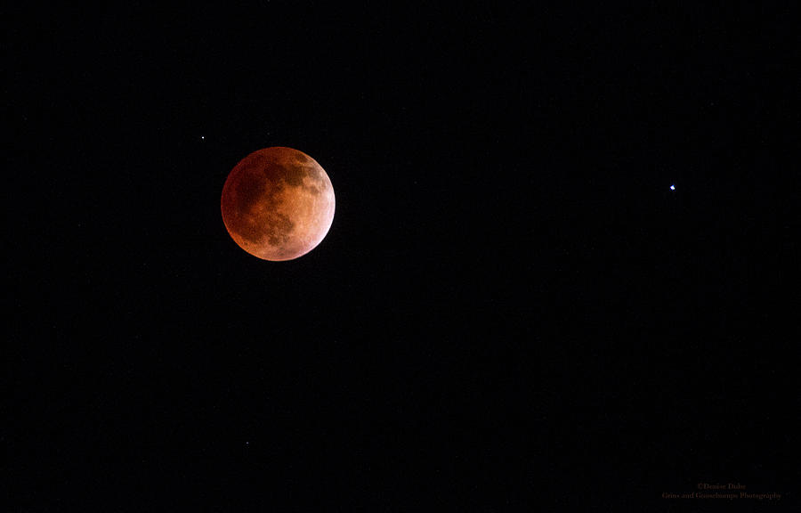 Red Moon and Spica By Denise Dube Photograph by Denise Dube