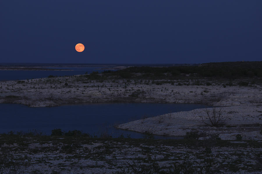 Landscape Photograph - Red Moon Rising by Amber Kresge