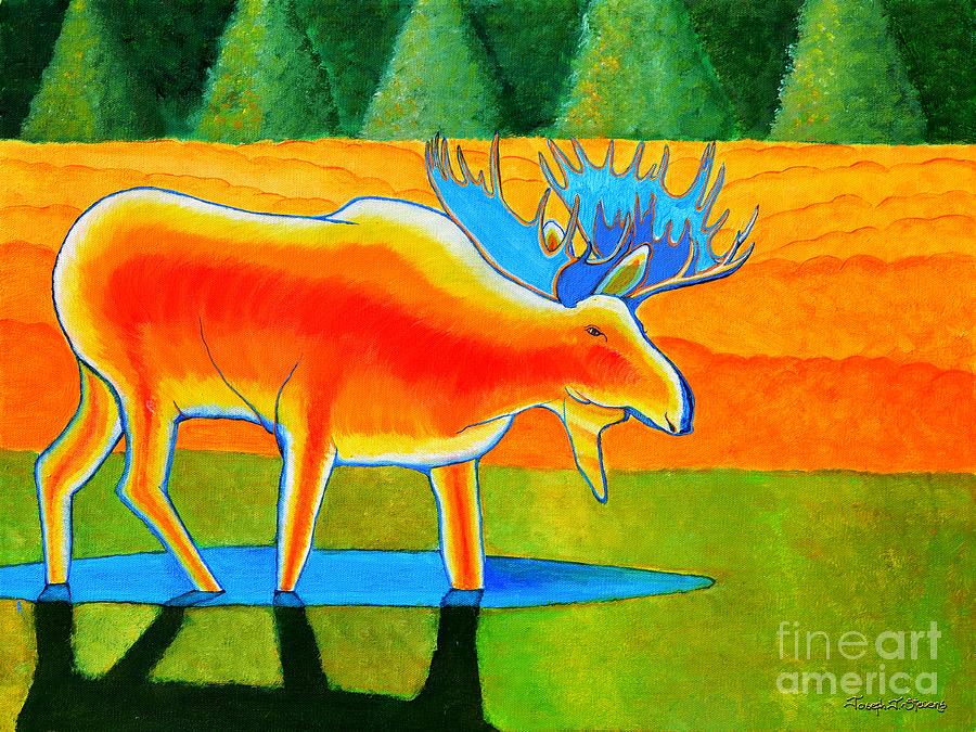 Landscape Painting - Red Moose by Joseph J Stevens