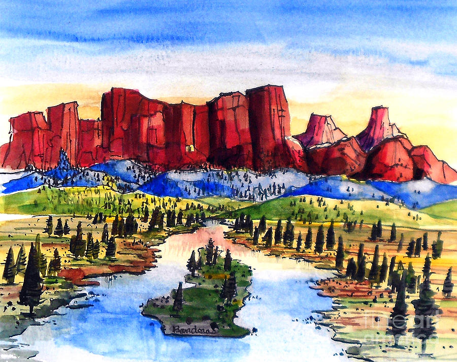 Red Mountains Painting by Terry Banderas