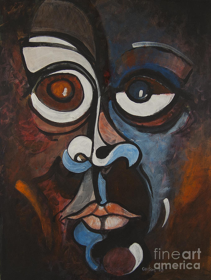 Acrylic Painting - Red n Blue Mask by Anthony Coulson