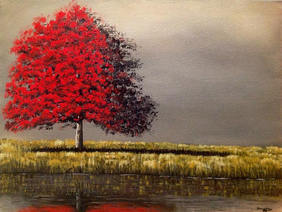 Red Oak Painting by Bhrugen B