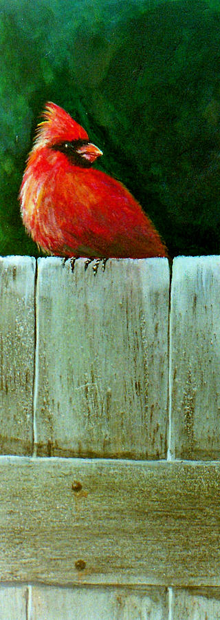 Red On the Fence  Painting by Susan Duda