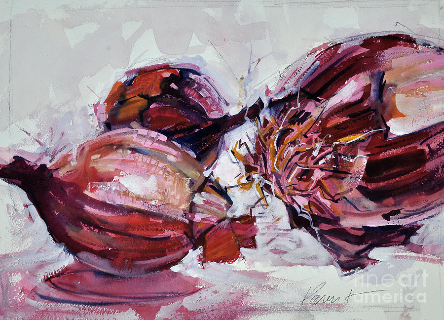 Red Onions Painting by Roger Parent