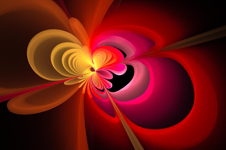 Red orange and yellow fractal design Digital Art by Matthias Hauser