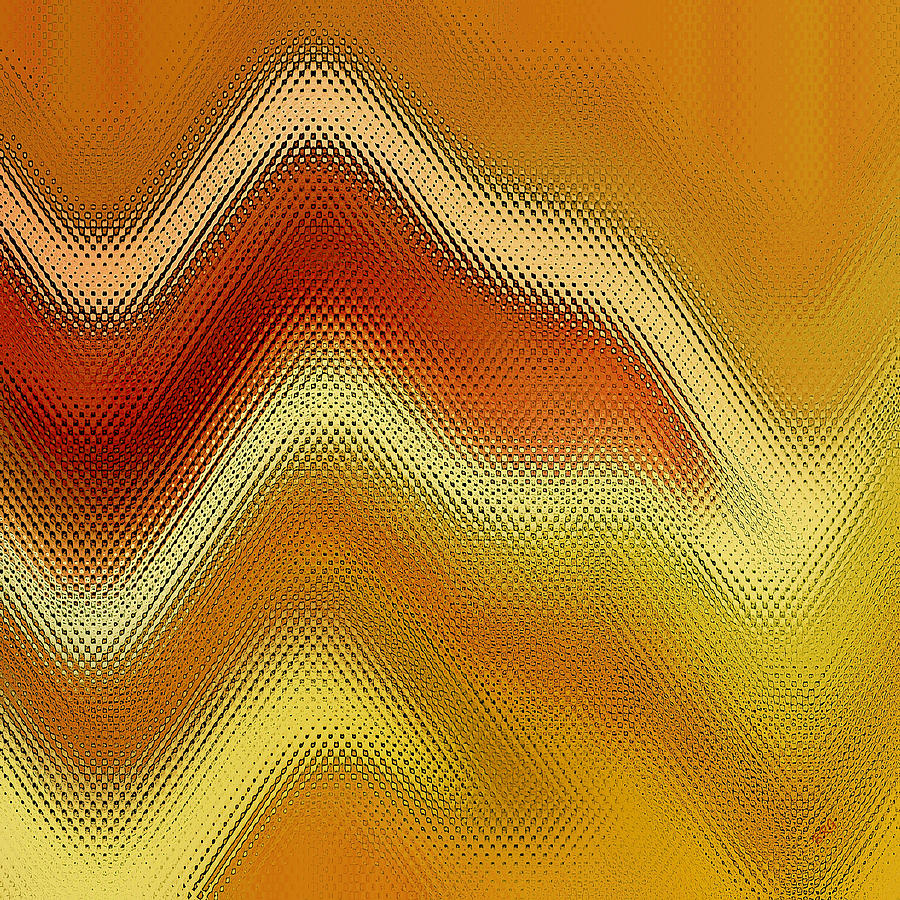 Red Orange And Yellow Glass Waves Digital Art by Ben and Raisa Gertsberg
