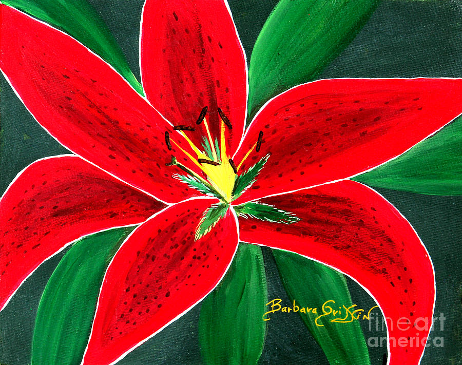 Lily Painting - Red Oriental Daylily by Barbara A Griffin