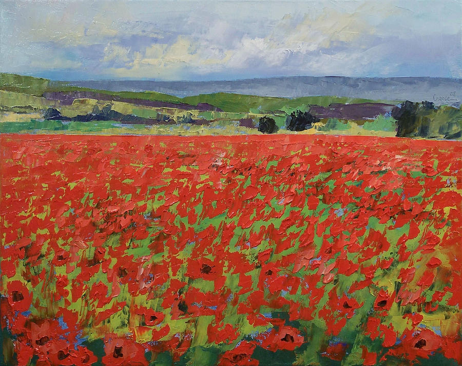 Red Oriental Poppies Painting by Michael Creese