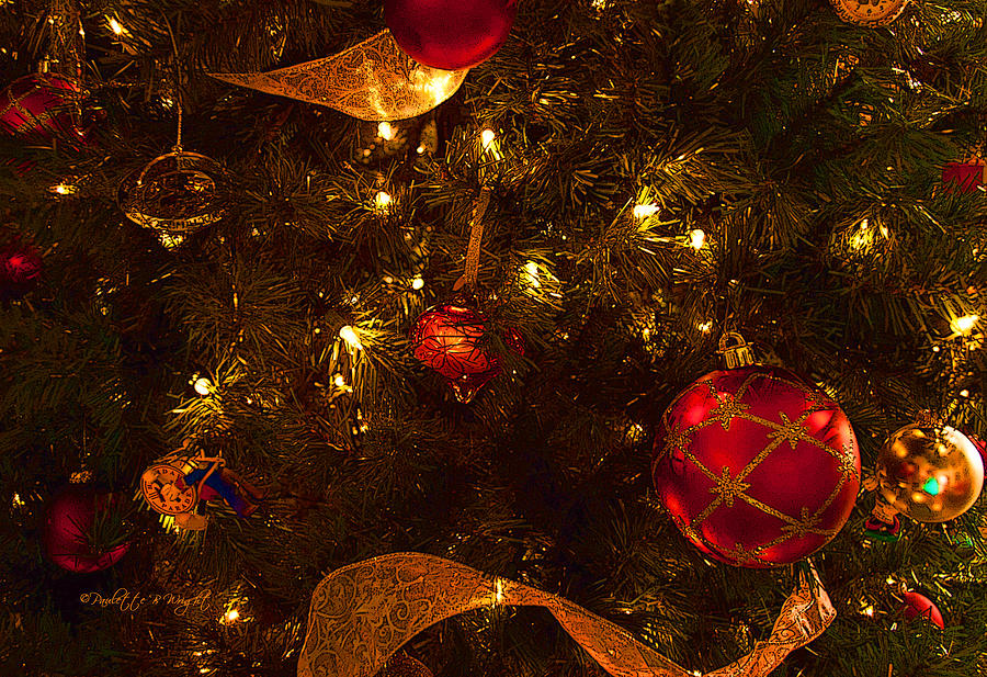 Red Ornament and Gold Ribbon Photograph by Paulette B Wright