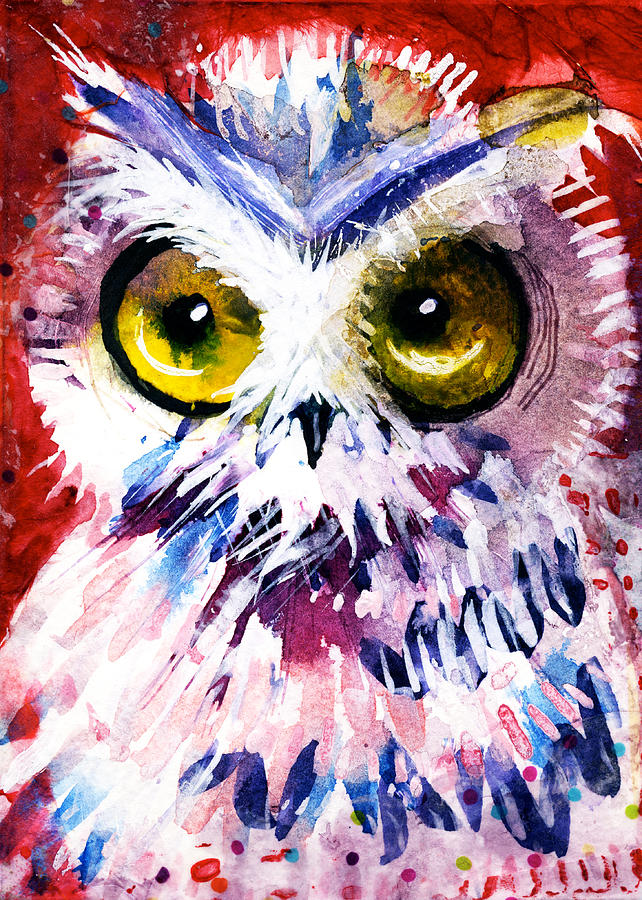 Owl Painting - Red Owl by Laurel Bahe