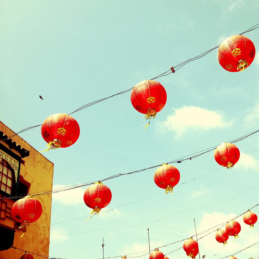 Red Paper Lanterns Photograph - Red Paper Lanterns in Chinatown by Loud Waterfall Photography Chelsea Sullens