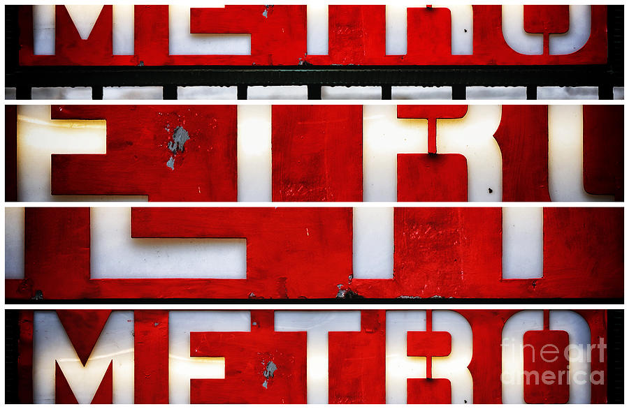Red Paris Metro Sign Panels Photograph by John Rizzuto