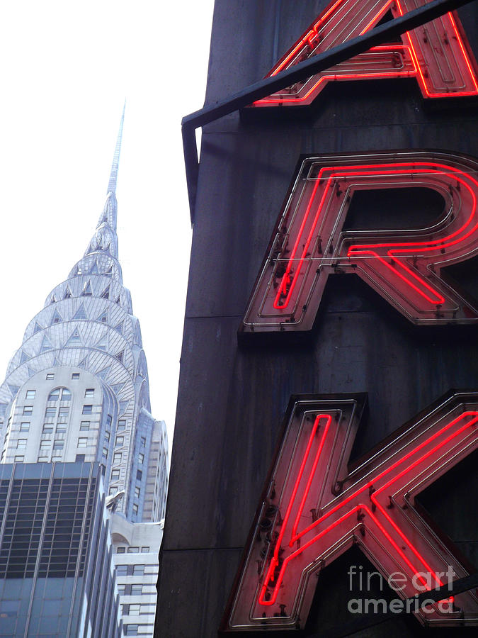 Red Parking Sign with Chrysler Rising Photograph by Miriam Danar