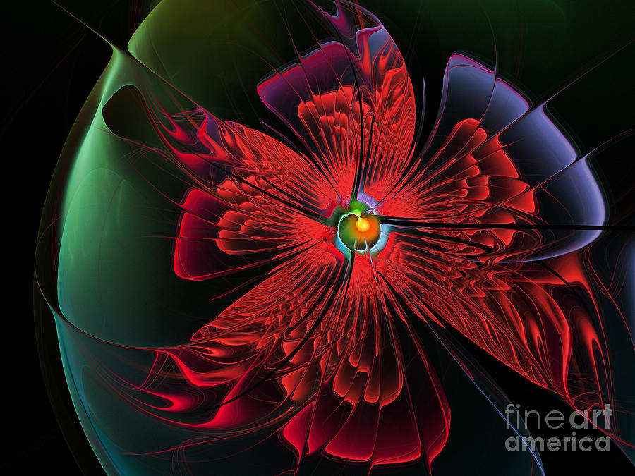 Abstract Digital Art - Red Passion by Karin Kuhlmann