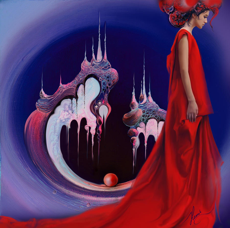 Queen Painting - Red Pearl Castle by Anna Ewa Miarczynska