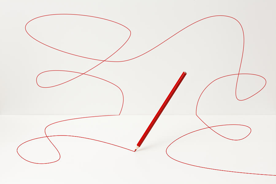 Red pencil drawing a line Photograph by Jorg Greuel