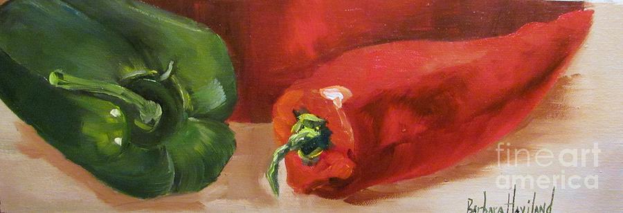 Red Peppers Still Life Painting by Barbara Haviland