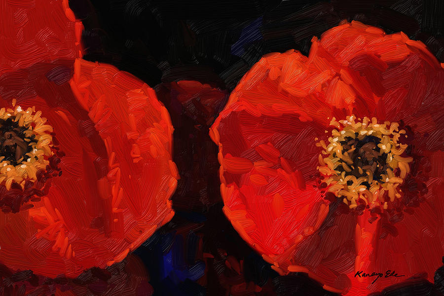 Poppy Painting - Red Petals - Large Red Poppies by Kanayo Ede